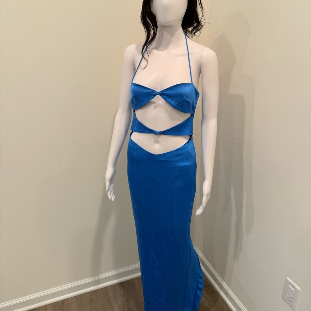 Sau Lee Blue Cut-Out Maxi Dress